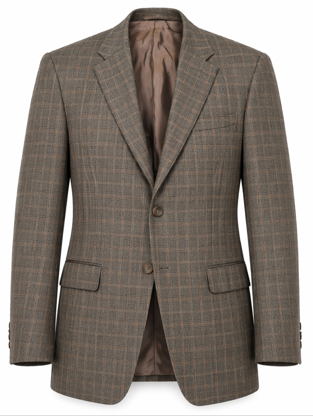 Distinction Wooltouch Single Breasted Brown Plaid wool Capsule Men's Blazer 44R